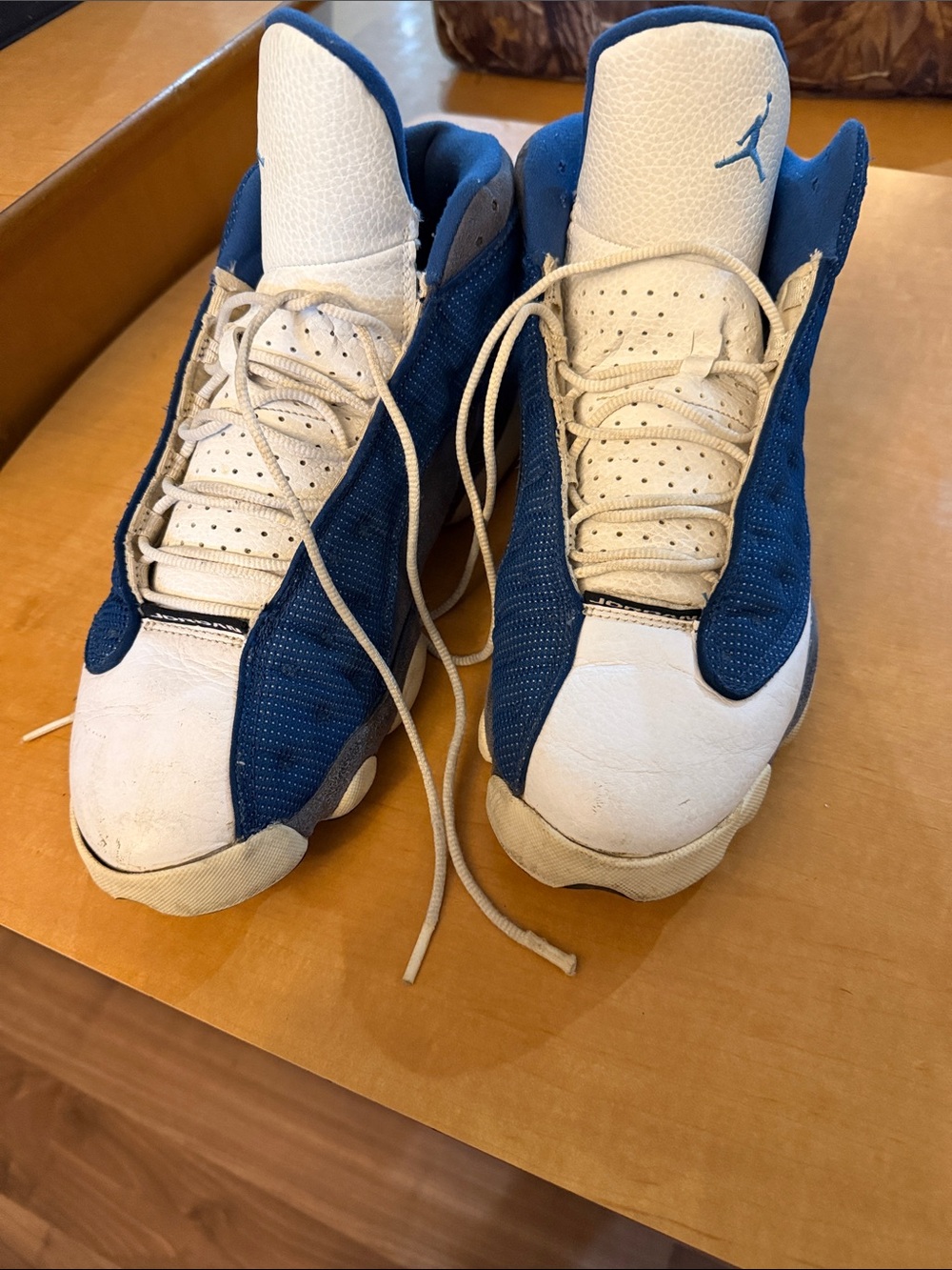 Nike Men’s White and Blue Basketball Sneakers